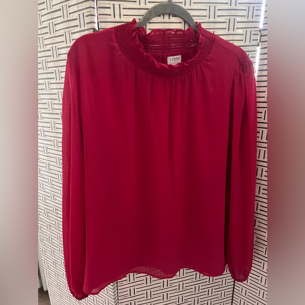 J crew pink mock neck top